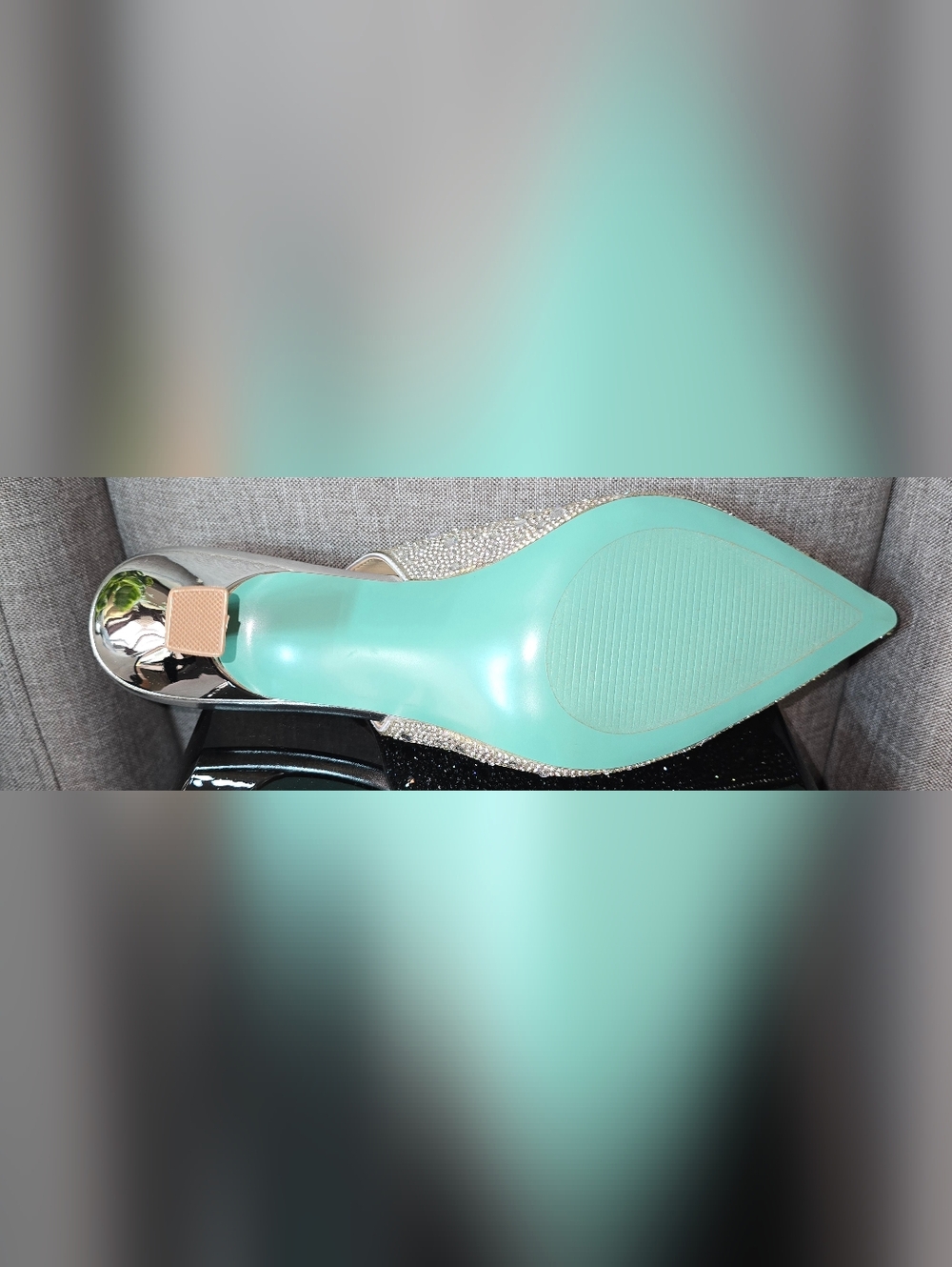 Betsey Johnson Silver Crystal Slingback Pumps (Wide Width) - Picture 8 of 16